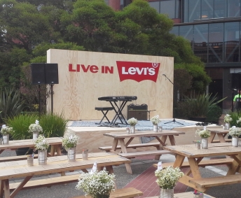 outdoor AV setup for Levi's Employee Day
