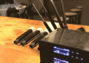 wireless microphones setup for panel discussion