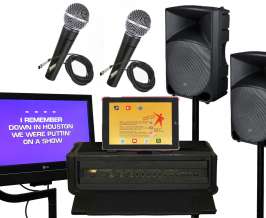 Karaoke sound system rentals, including monitors, speakers, microphones and mixer.