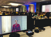 Video Monitor showing keynote speaker Cecile Richards