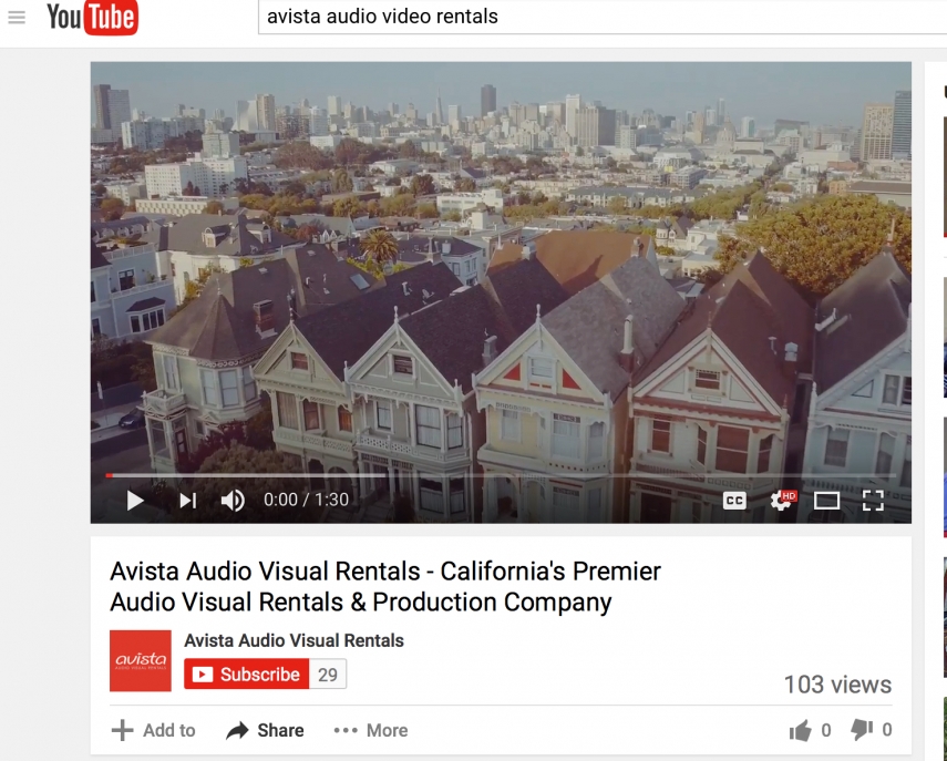 Avista Audio Visual Rentals YouTube Channel screengrab.