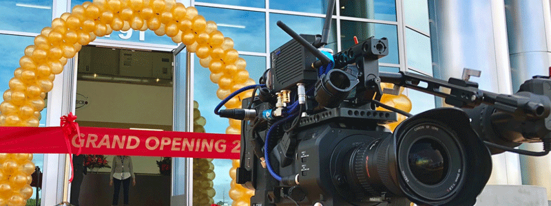A Wireless video camera awaiting a ribbon cutting ceremony